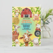 Kleurrijke Schattigee Boerderijdieren Barnyard Kid Kaart (Staand voorkant)