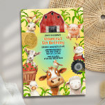 Kleurrijke Schattigee Boerderijdieren Barnyard Kid Kaart<br><div class="desc">Schattigee waterverf boerderijdieren ontwerp voor jongens of meisjes verjaardagsfeestjes.</div>