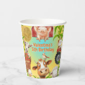 Kleurrijke Schattigee Boerderijdieren Barnyard Kid Papieren Bekers (Achterkant)