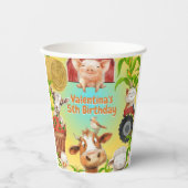 Kleurrijke Schattigee Boerderijdieren Barnyard Kid Papieren Bekers (Voorkant)