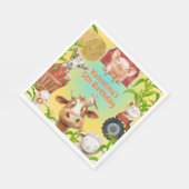 Kleurrijke Schattigee Boerderijdieren Barnyard Kid Servet (Hoek)