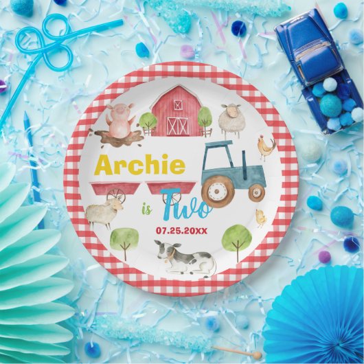 Kleurrijke Schattigee boerderijdieren Barnyard Ver Papieren Bordje (Feest)