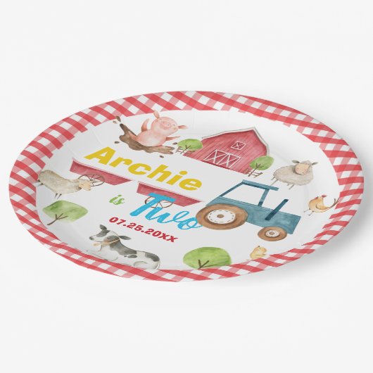 Kleurrijke Schattigee boerderijdieren Barnyard Ver Papieren Bordje (Gekanteld)