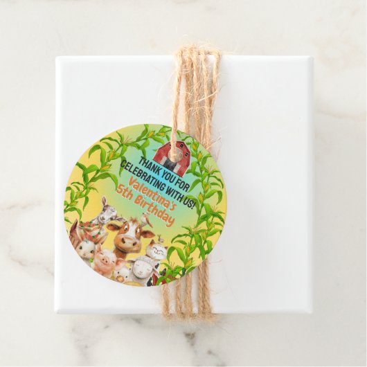 Kleurrijke Schattigee boerderijdieren rode schuur  Bedankjes Labels (In situ)