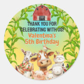 Kleurrijke Schattigee boerderijdieren rode schuur  Ronde Sticker (Voorkant)