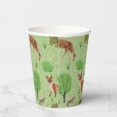Kleurrijke Schattigee bosdieren groene weide Papieren Bekers (Rechts)