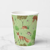 Kleurrijke Schattigee bosdieren groene weide Papieren Bekers (Voorkant)