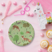 Kleurrijke Schattigee bosdieren groene weide Papieren Bordje (Feest)