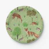 Kleurrijke Schattigee bosdieren groene weide Papieren Bordje (Voorkant)