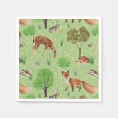 Kleurrijke Schattigee bosdieren groene weide Servet (Voorkant)