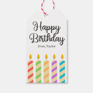 Kleurrijke Schattigee Bright Happy Birthday Candle Cadeaulabel