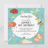 Kleurrijke Schattigee Bugs Kinder Vierkante Verjaa Kaart (Voorkant)