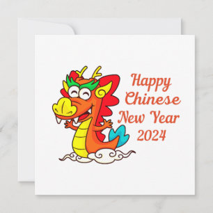 Kleurrijke Schattigee Cartoon Dragon Chinees Nieuw Kaart