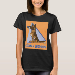 Kleurrijke Schattigee Cartoon stijl Duitse herders T-shirt