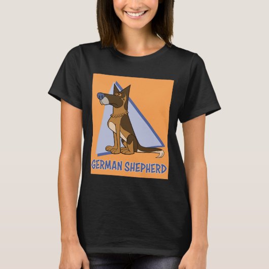 Kleurrijke Schattigee Cartoon stijl Duitse herders T-shirt (Voorkant)
