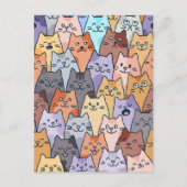 Kleurrijke Schattigee Cat Crowd Pattern Whimsical Briefkaart (Voorkant)