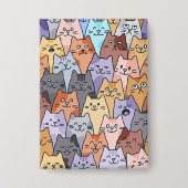 Kleurrijke Schattigee Cat Crowd Pattern Whimsical Button (Voorkant)