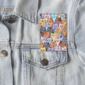 Kleurrijke Schattigee Cat Crowd Pattern Whimsical Button (Insitu)