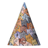 Kleurrijke Schattigee Cat Crowd Pattern Whimsical Feesthoedjes (Links)