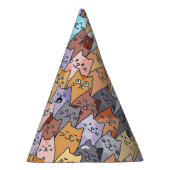 Kleurrijke Schattigee Cat Crowd Pattern Whimsical Feesthoedjes (Rechts)