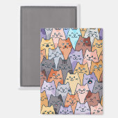 Kleurrijke Schattigee Cat Crowd Pattern Whimsical Magneet (Voorkant / Achterkant)