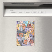 Kleurrijke Schattigee Cat Crowd Pattern Whimsical Magneet (Insitu (Vaatwasser))