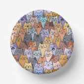 Kleurrijke Schattigee Cat Crowd Pattern Whimsical  Papieren Kommen (Voorkant)