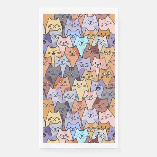 Kleurrijke Schattigee Cat Crowd Pattern Whimsical  Servet (Voorkant)
