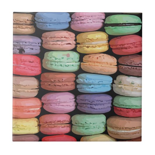 Kleurrijke Schattigee Cookie Franse Macaron Tegeltje (Voorkant)