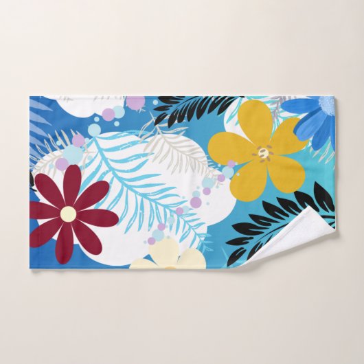 Kleurrijke Schattigee Daisies Varen Bubbels Wolken Bad Handdoek (Handdoek)