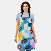 Kleurrijke Schattigee Daisies Varen Bubbels Wolken Schort (Gedragen)