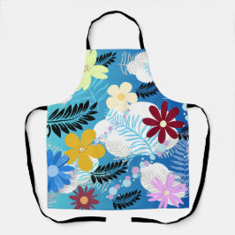 Kleurrijke Schattigee Daisies Varen Bubbels Wolken Schort