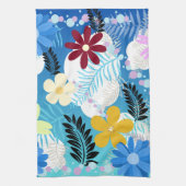 Kleurrijke Schattigee Daisies Varen Bubbels Wolken Theedoek (Verticaal)