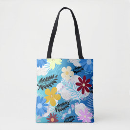 Kleurrijke Schattigee Daisies Varen Bubbels Wolken Tote Bag