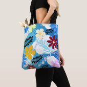 Kleurrijke Schattigee Daisies Varen Bubbels Wolken Tote Bag (Dichtbij)
