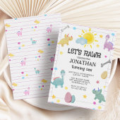 Kleurrijke Schattigee Dinosaurus 1e Verjaardagsuit Kaart