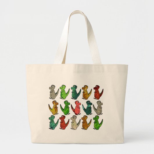 Kleurrijke Schattigee dinosaurussen Grote Tote Bag (Voorkant)