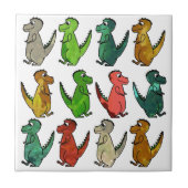 Kleurrijke Schattigee dinosaurussen Tegeltje (Voorkant)