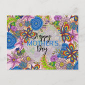 Kleurrijke Schattigee Doodle Flowers Moederdag Briefkaart (Voorkant)