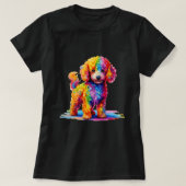 Kleurrijke Schattigee Funny Rainbow Dog Poedel T-shirt (Design voorkant)