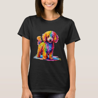 Kleurrijke Schattigee Funny Rainbow Dog Poedel T-shirt