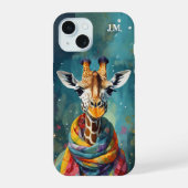 Kleurrijke Schattigee grillige Giraffe iPhone 15 Case (Achterkant)