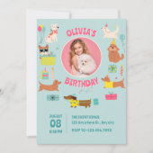 Kleurrijke Schattigee Honden foto Verjaardag Kaart (Voorkant)