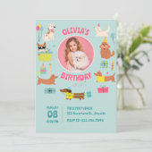 Kleurrijke Schattigee Honden foto Verjaardag Kaart (Staand voorkant)