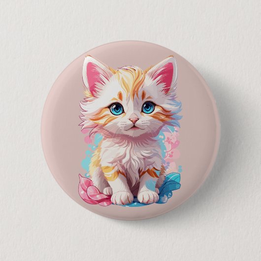 Kleurrijke Schattigee Kawaii Kitten Ronde Button 5,7 Cm (Voorkant)