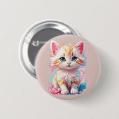 Kleurrijke Schattigee Kawaii Kitten Ronde Button 5,7 Cm (Voorkant /achterkant)