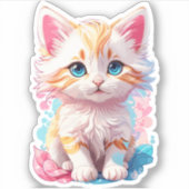 Kleurrijke Schattigee Kawaii Kitten Sticker (Voorkant)