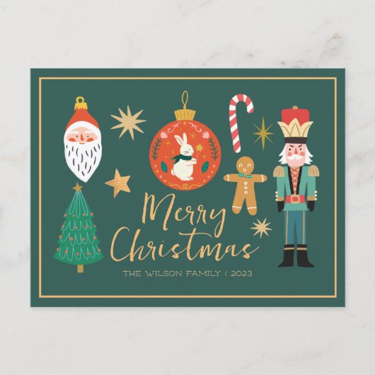 Kleurrijke Schattigee Kerst Familie Cookie Kaart (Voorkant)