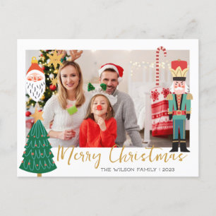 Kleurrijke Schattigee Kerst Familie Foto Vakantie  Feestdagenkaart