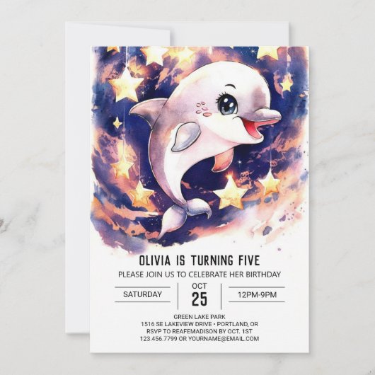 Kleurrijke Schattigee Kinderdolfijn Verjaardag Kaart (Voorkant)